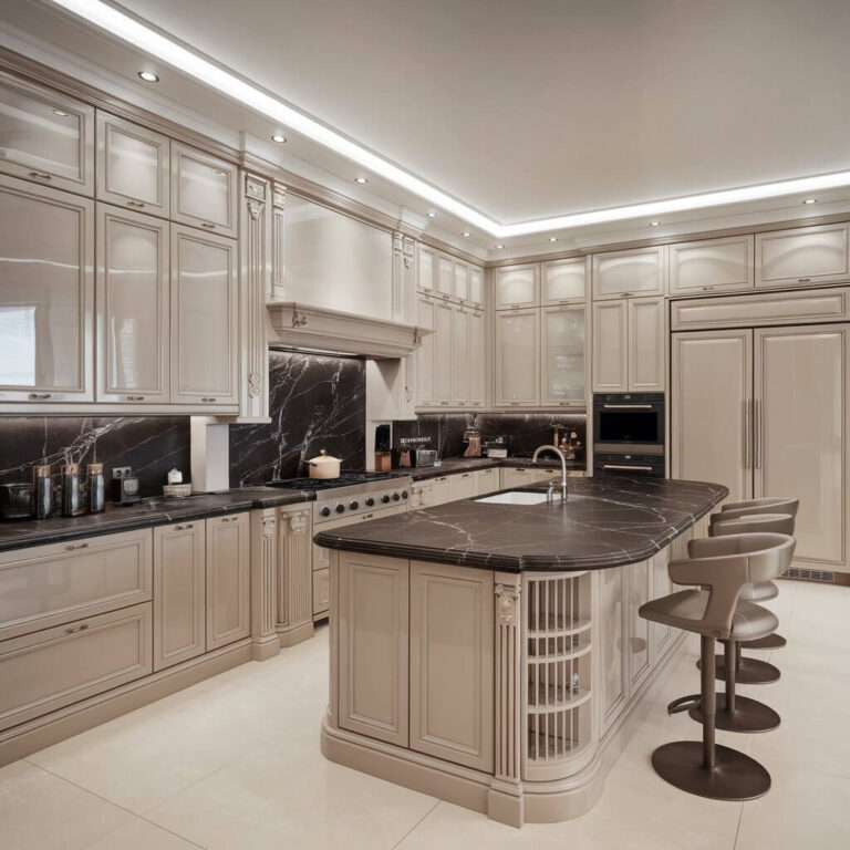 A-luxurious-kitchen-with-Oyster-Beige-cabinets