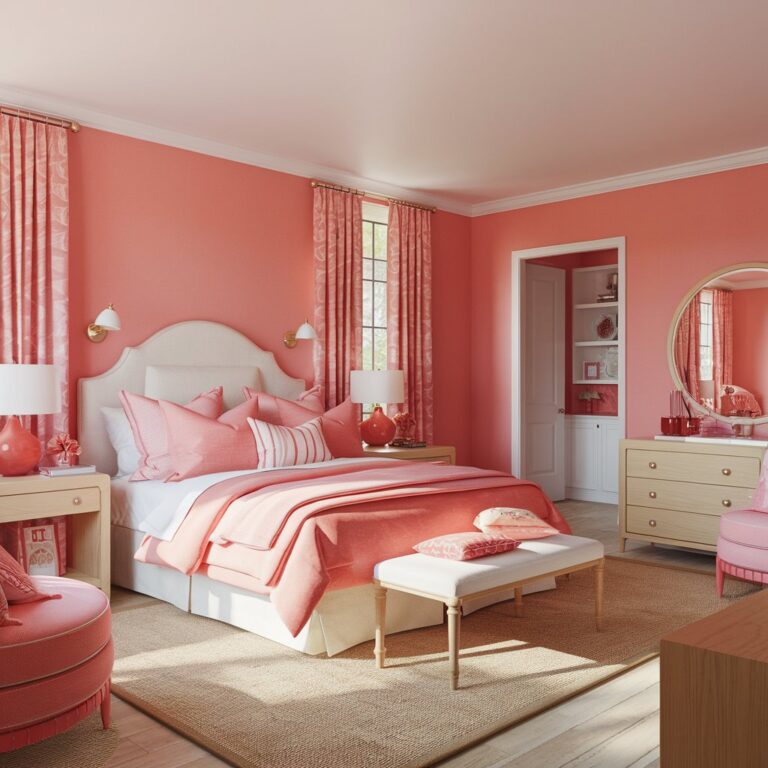 a-lively-bedroom-with-soft-coral-walls-and-white-f-WXXC6bgWRb6GUqyybkX6LQ-xspByFXpT3OUpKxKE3kN5w