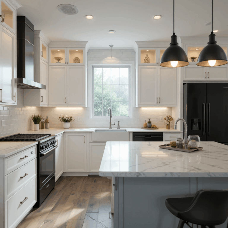 Pure White + Black Accents (High Contrast Graphic)