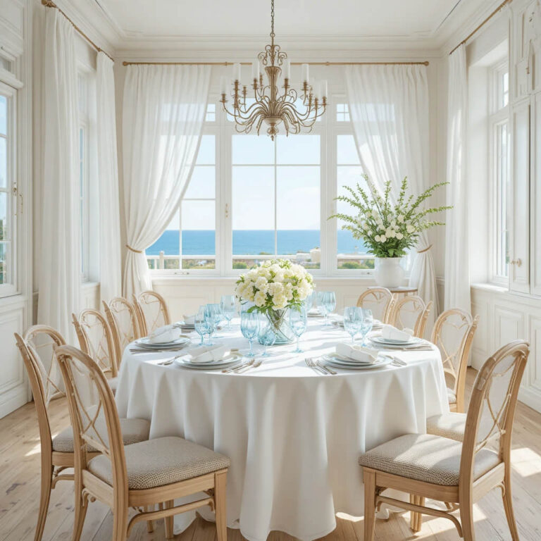 Soft Blue Details With White Table Settings