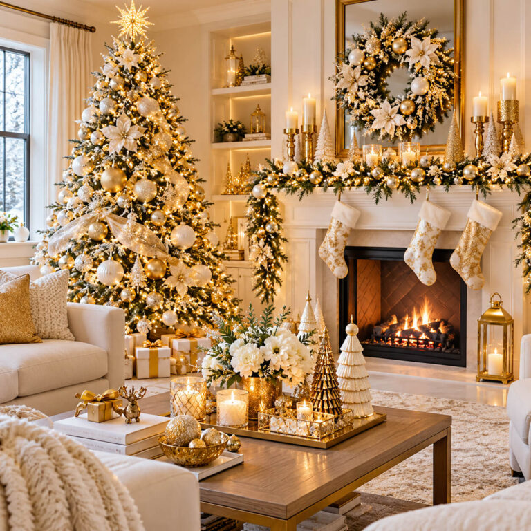 15 White and Gold Christmas Decorations for an Elegant Holiday Home