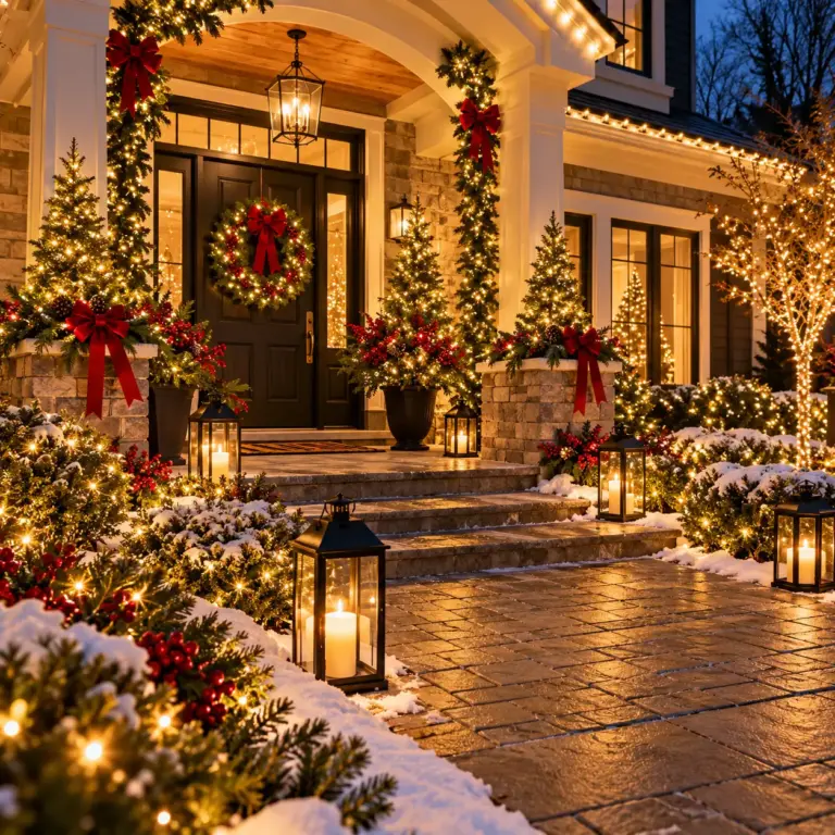 16 Elegant Outdoor Christmas Decorations That Look Beautiful After Dark